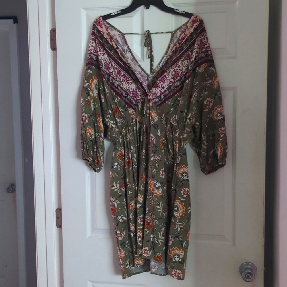 Maurice's XXL dolman sleeve mini boho print dress